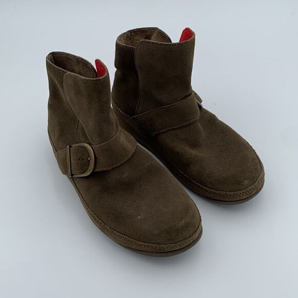 Fitflop Dash style brown suede pull on ankle boots thick active sole woman’s 8 - Picture 2 of 12